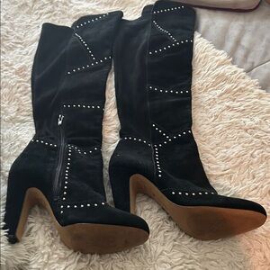 Vince Camuto Black Studded Heeled Boots